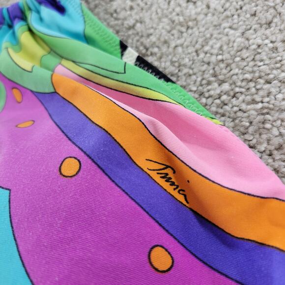 Trina Turk Balboa One Piece Womens Multicolor Tie Neck Swim Bandeau - Picture 2 of 12